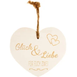 Vintage-Herz Aus Holz "Glück & Liebe Für Euch Zwei" 21082