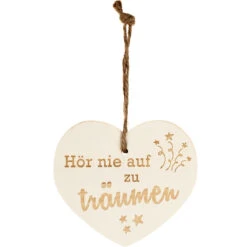 Kleines Vintage-Herz Aus Holz "Hör Nie Auf Zu Träumen" 24004