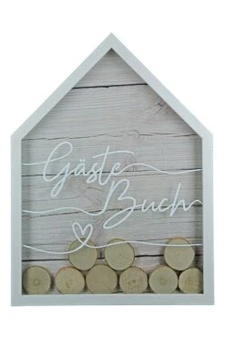 Gilde 44069 Gästebuch Haus Naturfarben Mit 55 Holzscheiben Zum Beschriften