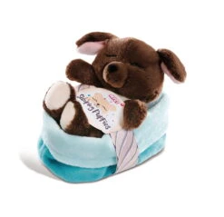 Nici 48112 Sleeping Puppies Schlafendes Hundebaby Im Körbchen 12cm Dunkelbraun