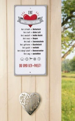 Gilde Alu Schild Wetterstation "Ehe" 30x14cm Inkl. Metallherz -Spielzeug Discounter 46941 2 5