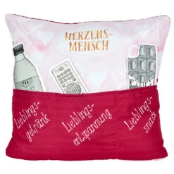 Hergo Sofahelden Kissen Mit Taschen 43x43cm - Herzensmensch 9084