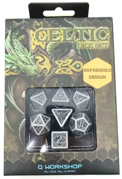 Celtic Dice Set Würfelset Rollenspielwürfel Grau & Schwarz (7 Stück)