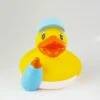 Gummiente Badeente Mit Quietsche - Baby Junge Hellblau Mit Flasche