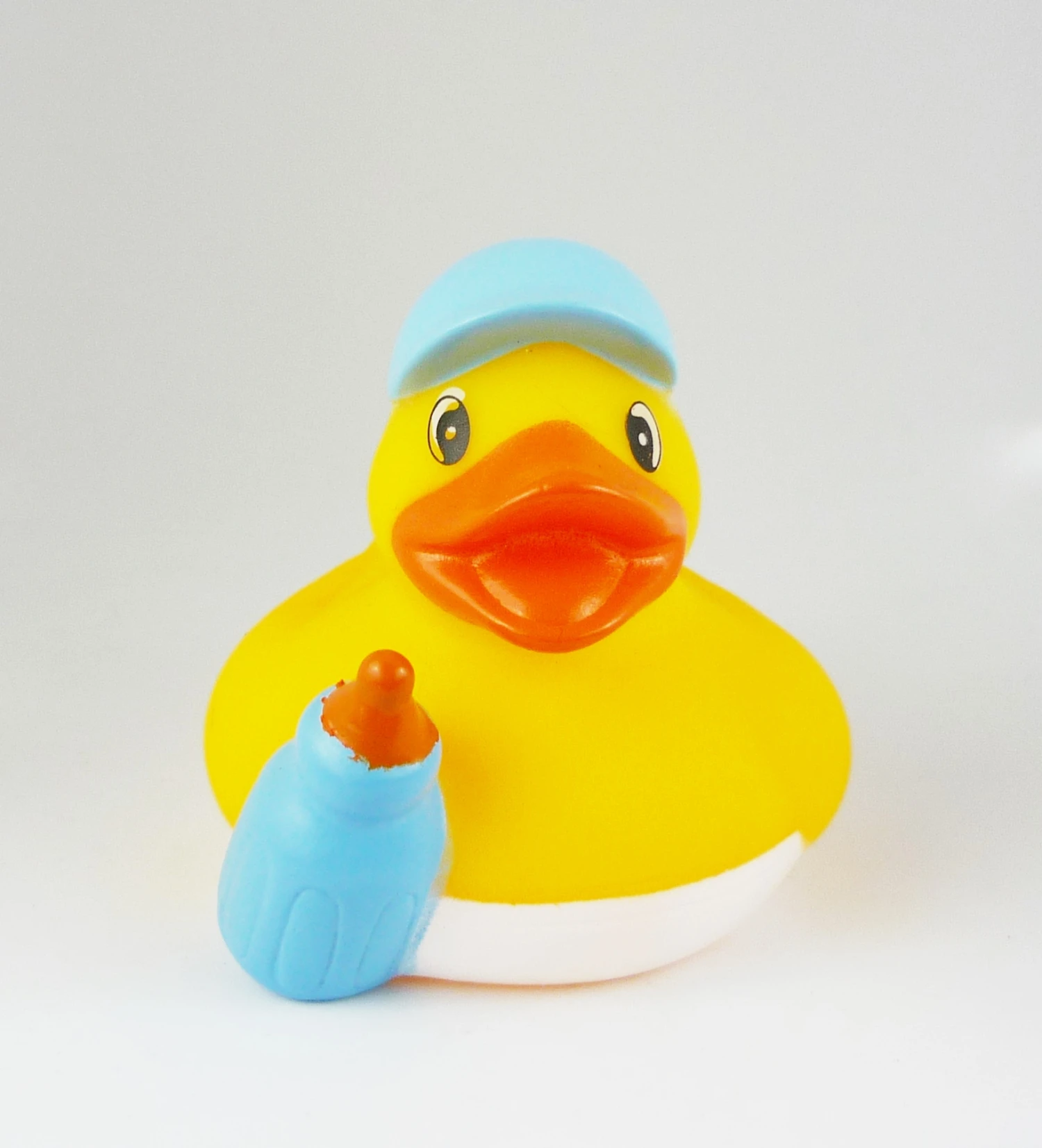 Gummiente Badeente Mit Quietsche - Baby Junge Hellblau Mit Flasche 1 Gummiente Badeente Mit Quietsche - Baby Junge Hellblau Mit Flasche