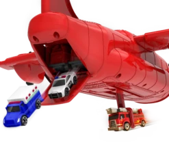 JAZWARES MicroMachines Cargo Frachtflugzeug Feuerwehr Spielset Inkl. Fahrzeug MMW0080 -Spielzeug Discounter Micro Machines Cargo Transporter MMW0080 OP 03 kk