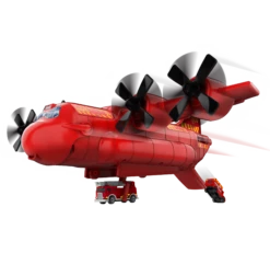 JAZWARES MicroMachines Cargo Frachtflugzeug Feuerwehr Spielset Inkl. Fahrzeug MMW0080 -Spielzeug Discounter Micro Machines Cargo Transporter MMW0080 OP 04 kk